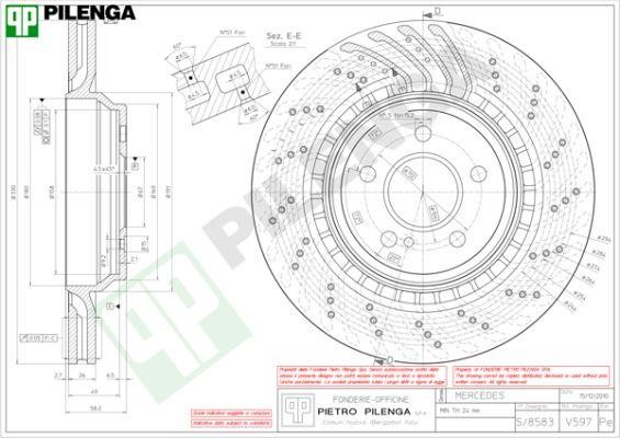 Pilenga V597 Диск гальмівний задній вентильований V597: Купити в Україні - Добра ціна на EXIST.UA!