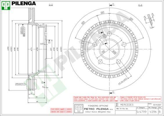 Pilenga V296 Диск гальмівний задній вентильований V296: Купити в Україні - Добра ціна на EXIST.UA!