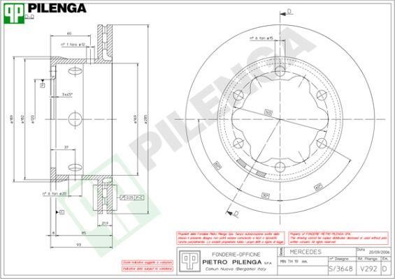 Pilenga V292 Диск гальмівний задній вентильований V292: Купити в Україні - Добра ціна на EXIST.UA!