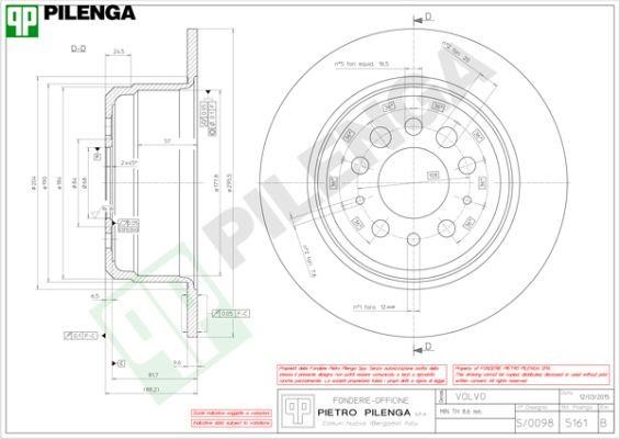 Pilenga 5161 Диск гальмівний задній невентильований 5161: Купити в Україні - Добра ціна на EXIST.UA!