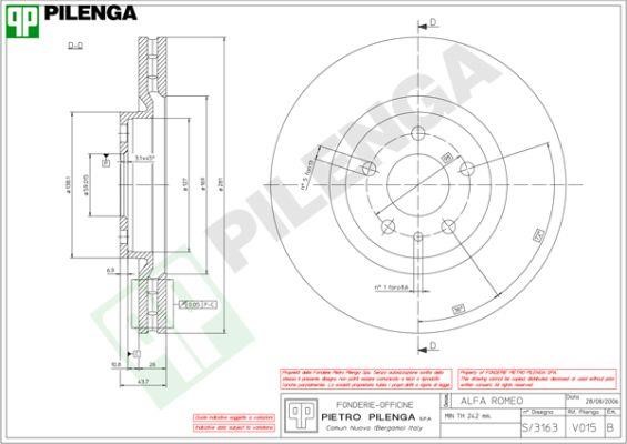 Pilenga V015 Диск гальмівний передній вентильований V015: Купити в Україні - Добра ціна на EXIST.UA!