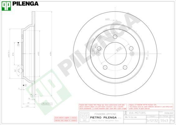 Pilenga 5543 Диск гальмівний задній невентильований 5543: Купити в Україні - Добра ціна на EXIST.UA!