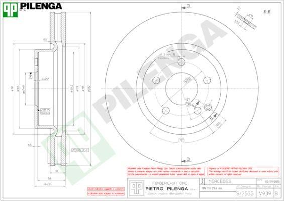 Pilenga V939 Диск гальмівний передній вентильований V939: Купити в Україні - Добра ціна на EXIST.UA!