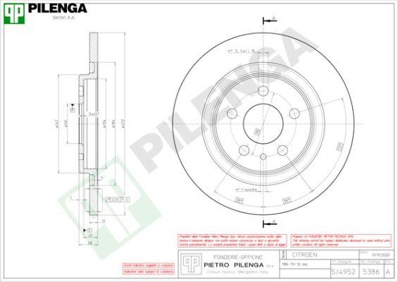 Pilenga 5386 Диск гальмівний задній невентильований 5386: Купити в Україні - Добра ціна на EXIST.UA!