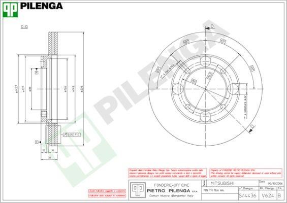 Pilenga V624 Диск гальмівний передній вентильований V624: Купити в Україні - Добра ціна на EXIST.UA!