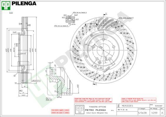 Pilenga V299 Диск гальмівний передній вентильований V299: Купити в Україні - Добра ціна на EXIST.UA!
