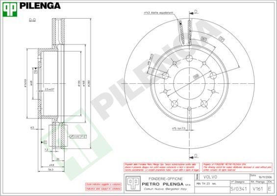 Pilenga V161 Диск гальмівний передній вентильований V161: Купити в Україні - Добра ціна на EXIST.UA!