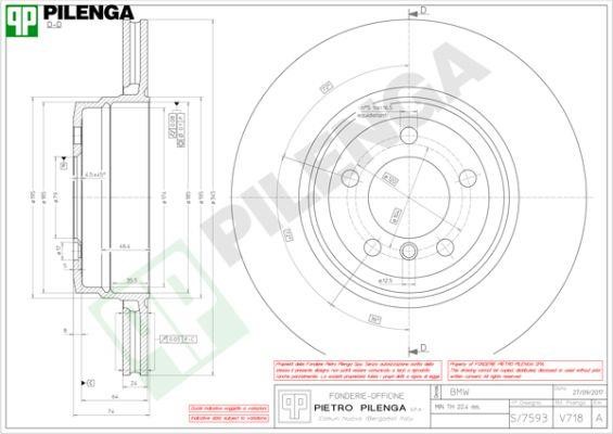 Pilenga V718 Диск гальмівний задній вентильований V718: Купити в Україні - Добра ціна на EXIST.UA!