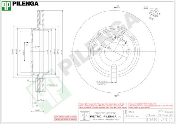 Pilenga V713 Диск гальмівний передній вентильований V713: Купити в Україні - Добра ціна на EXIST.UA!