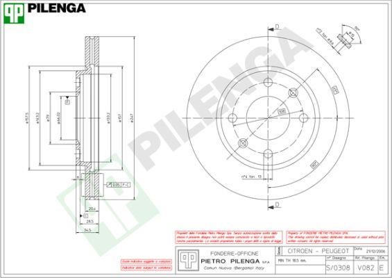 Pilenga V082 Диск гальмівний передній вентильований V082: Купити в Україні - Добра ціна на EXIST.UA!
