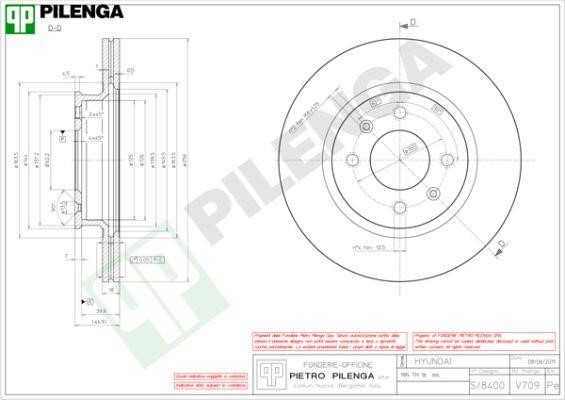 Pilenga V709 Диск гальмівний передній вентильований V709: Купити в Україні - Добра ціна на EXIST.UA!