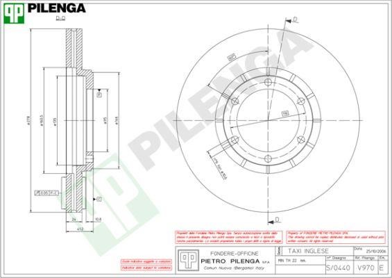 Pilenga V970 Диск гальмівний передній вентильований V970: Купити в Україні - Добра ціна на EXIST.UA!