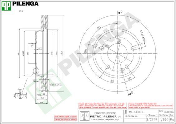 Pilenga V284 Диск гальмівний передній вентильований V284: Приваблива ціна - Купити в Україні на EXIST.UA!
