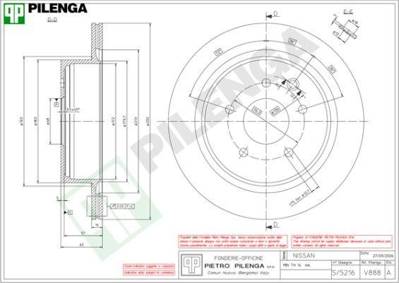 Pilenga V888 Диск гальмівний задній вентильований V888: Купити в Україні - Добра ціна на EXIST.UA!