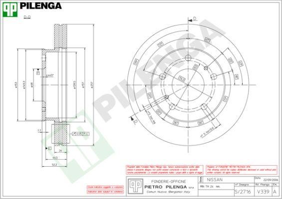 Pilenga V339 Диск гальмівний передній вентильований V339: Купити в Україні - Добра ціна на EXIST.UA!
