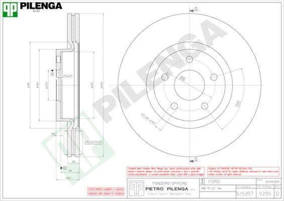 Pilenga V255 Диск гальмівний передній вентильований V255: Купити в Україні - Добра ціна на EXIST.UA!