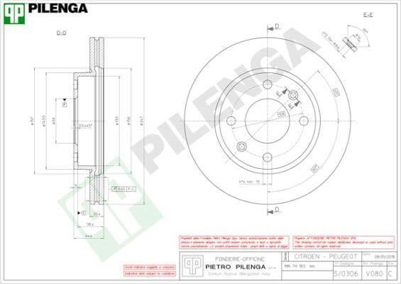 Pilenga V080 Диск гальмівний передній вентильований V080: Купити в Україні - Добра ціна на EXIST.UA!