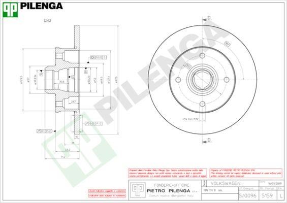 Pilenga 5159 Диск гальмівний задній невентильований 5159: Купити в Україні - Добра ціна на EXIST.UA!