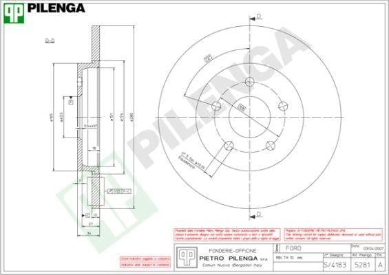 Pilenga 5281 Диск гальмівний задній невентильований 5281: Купити в Україні - Добра ціна на EXIST.UA!