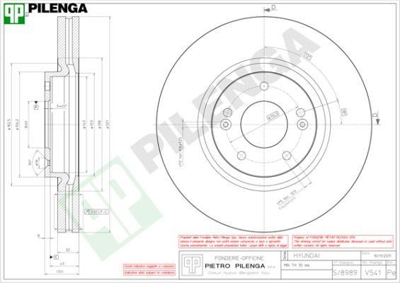 Pilenga V541 Диск гальмівний передній вентильований V541: Приваблива ціна - Купити в Україні на EXIST.UA!