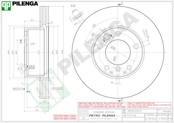 Pilenga V1005 Диск гальмівний передній вентильований V1005: Купити в Україні - Добра ціна на EXIST.UA!