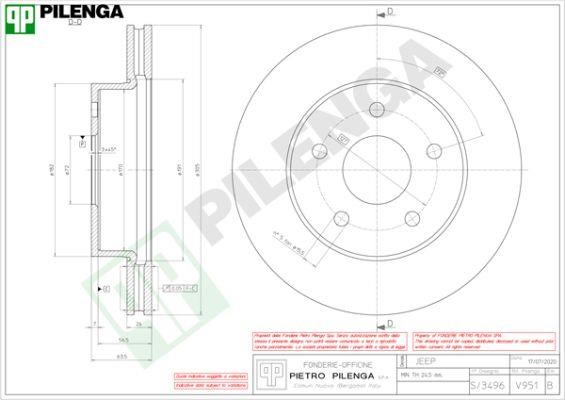 Pilenga V951 Диск гальмівний передній вентильований V951: Купити в Україні - Добра ціна на EXIST.UA!