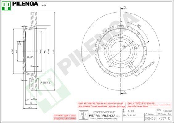 Pilenga V367 Диск гальмівний задній вентильований V367: Приваблива ціна - Купити в Україні на EXIST.UA!