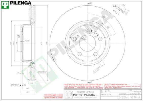 Pilenga V238 Диск гальмівний передній вентильований V238: Купити в Україні - Добра ціна на EXIST.UA!