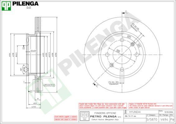Pilenga V694 Диск гальмівний передній вентильований V694: Купити в Україні - Добра ціна на EXIST.UA!