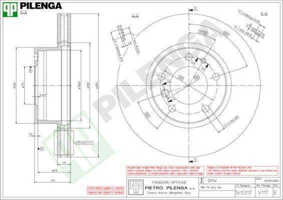 Pilenga V117 Диск гальмівний передній вентильований V117: Купити в Україні - Добра ціна на EXIST.UA!