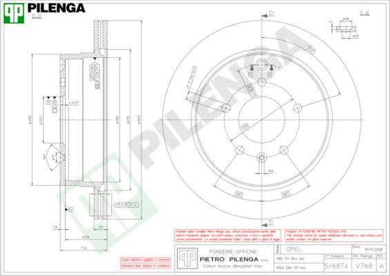 Pilenga V768 Диск гальмівний задній вентильований V768: Купити в Україні - Добра ціна на EXIST.UA!