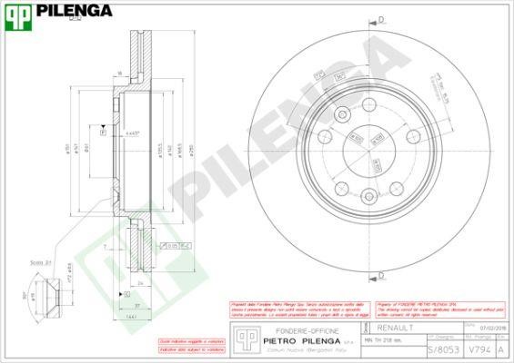 Pilenga V794 Диск гальмівний передній вентильований V794: Купити в Україні - Добра ціна на EXIST.UA!