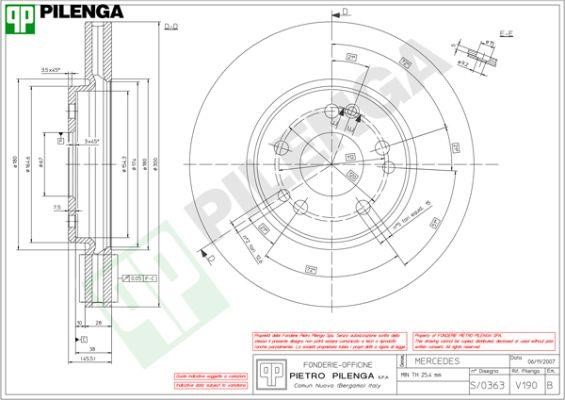 Pilenga V190 Диск гальмівний передній вентильований V190: Купити в Україні - Добра ціна на EXIST.UA!