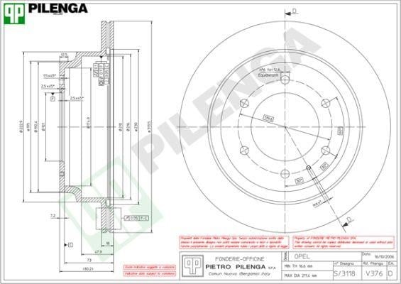 Pilenga V376 Диск гальмівний задній вентильований V376: Купити в Україні - Добра ціна на EXIST.UA!