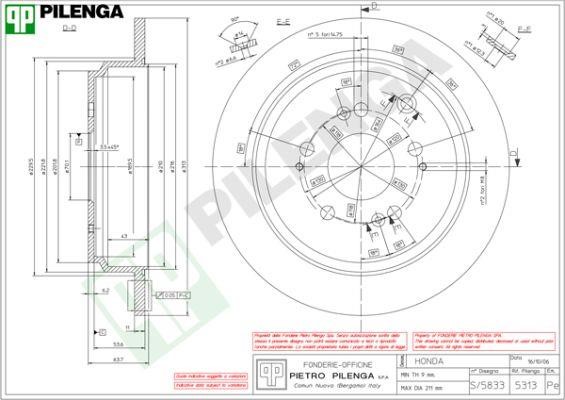 Pilenga 5313 Диск гальмівний задній невентильований 5313: Купити в Україні - Добра ціна на EXIST.UA!
