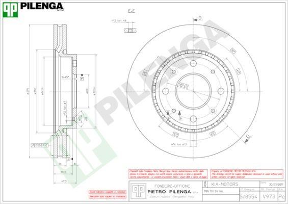 Pilenga V973 Диск гальмівний передній вентильований V973: Купити в Україні - Добра ціна на EXIST.UA!