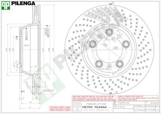 Pilenga V1702R Диск гальмівний задній вентильований V1702R: Купити в Україні - Добра ціна на EXIST.UA!