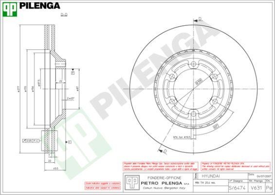 Pilenga V631 Диск гальмівний передній вентильований V631: Купити в Україні - Добра ціна на EXIST.UA!