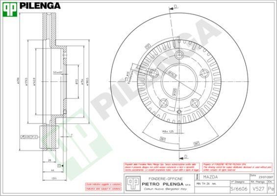 Pilenga V527 Диск гальмівний передній вентильований V527: Купити в Україні - Добра ціна на EXIST.UA!