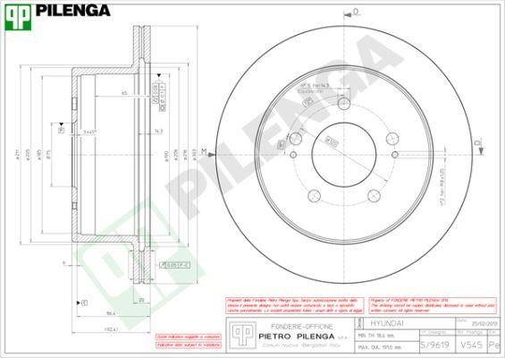 Pilenga V545 Диск гальмівний задній вентильований V545: Купити в Україні - Добра ціна на EXIST.UA!