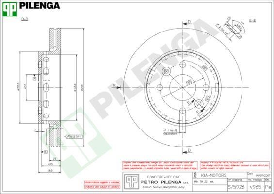 Pilenga V965 Диск гальмівний передній вентильований V965: Купити в Україні - Добра ціна на EXIST.UA!
