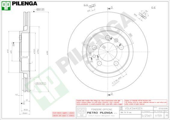 Pilenga V159 Диск гальмівний передній вентильований V159: Купити в Україні - Добра ціна на EXIST.UA!