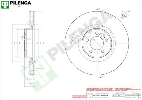 Pilenga V447 Диск гальмівний передній вентильований V447: Купити в Україні - Добра ціна на EXIST.UA!