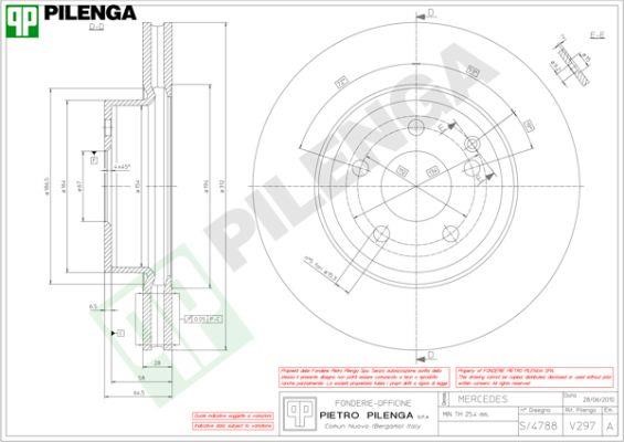 Pilenga V297 Диск гальмівний передній вентильований V297: Купити в Україні - Добра ціна на EXIST.UA!