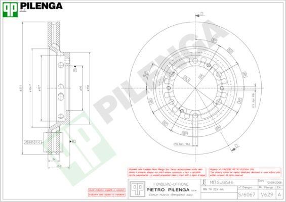 Pilenga V629 Диск гальмівний V629: Купити в Україні - Добра ціна на EXIST.UA!