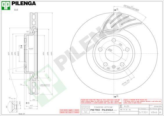 Pilenga V846 Диск гальмівний передній вентильований V846: Купити в Україні - Добра ціна на EXIST.UA!