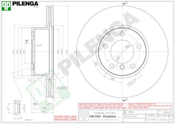 Pilenga V464 Диск гальмівний передній вентильований V464: Купити в Україні - Добра ціна на EXIST.UA!