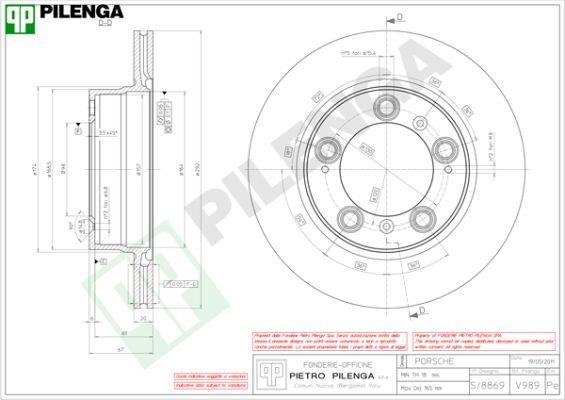 Pilenga V989 Диск гальмівний задній вентильований V989: Купити в Україні - Добра ціна на EXIST.UA!