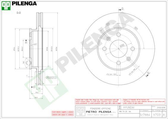 Pilenga V703 Диск гальмівний передній вентильований V703: Купити в Україні - Добра ціна на EXIST.UA!