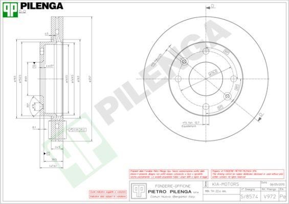 Pilenga V972 Диск гальмівний передній вентильований V972: Купити в Україні - Добра ціна на EXIST.UA!